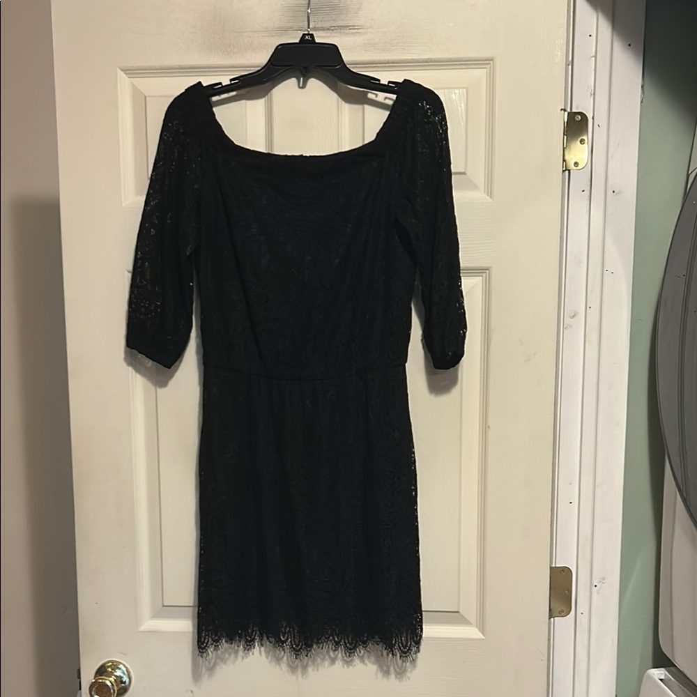 White House Black Market Off The Shoulder Black Lace Dress Size 2